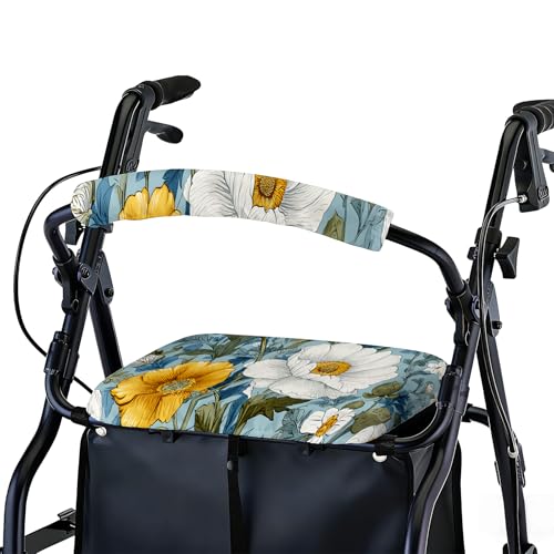 Rollator Seat and Backrest Cover Set – Removable and Washable Accessories for Seniors – Stylish Walker Accessory for Seniors –Adjustable Patterns