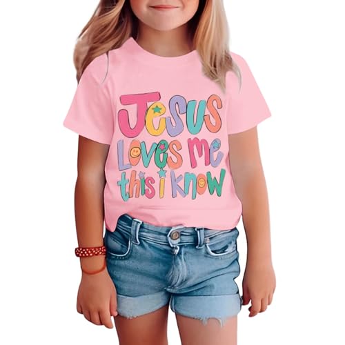 Image of BINTEHGS Jesus Shirts for Kids Christian Graphic Tees for Girls Religious God Tshirts Inspirational Bible Verse Cute T-Shirts