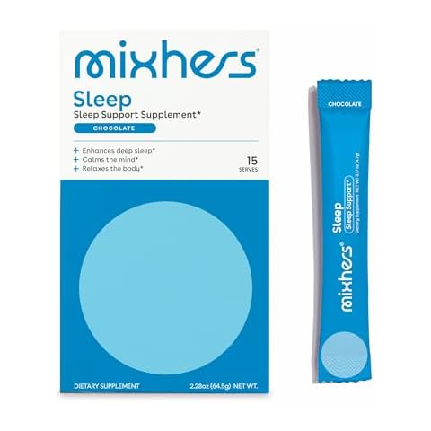 MIXHERS Hernightly - Natural Sleep Support for Women - Nutrition Designed for Women - Melatonin Supplement - Calm Aid - Hormone Balance - Gluten Free & Sugar Free - 15 Drink Packets - Chocolate Cover