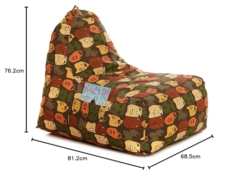 Image of Style Homez Hackey Cotton Canvas Abstract Printed Bean Bag XXL Size Filled with Beans Fillers