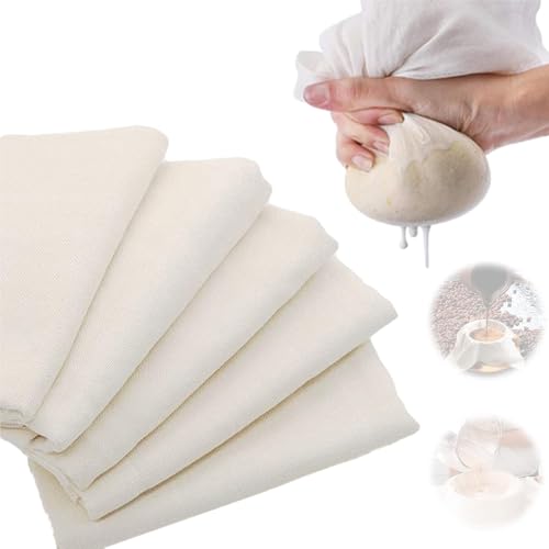 WIOOYIUU 豆腐 さらし布 こし布 5枚セット 高密度 ガーゼ 蒸し布 メッシュ生地 30×30cm 天然綿 無漂白 再利用可能 こし器代用 水切りヨーグルト チーズ 濾過用 豆乳