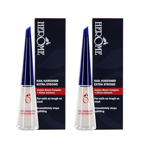 Herome - 2-pak wyjątkowo mocny utwardzacz do paznokci - pierwsze wyniki pojawiają się już po 8 dniach - przezroczysty (Nail Hardener Extra Strong) - 2 x 10ml