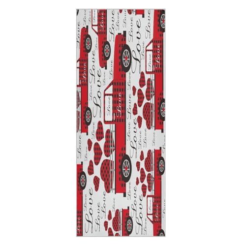 pnyoin Love Truck and Heart Shape Yoga Towel,Hot Yoga Mat Towel with Grip Dots Sweat Absorbent Non-Slip for Hot Yoga, 24