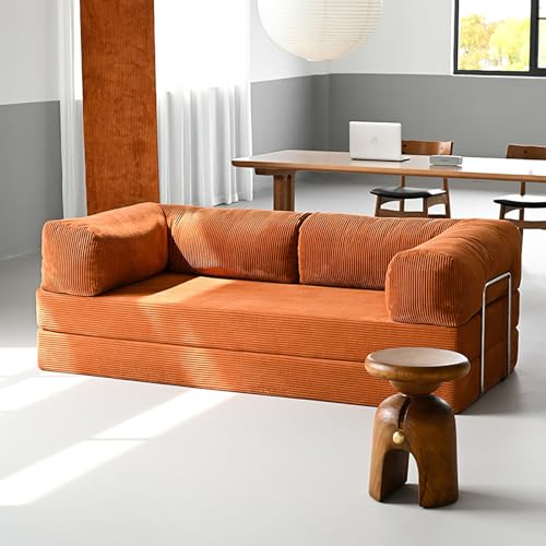 KIBONCY Sofá De Nube con Colchón Plegable De Pana,Sofá Cama Plegable Convertible,Sofá De Piso Plegable con Estructura De Forma Fija, For Sala De Estar Dormitorio(B,150 * 100 * 68cm)
