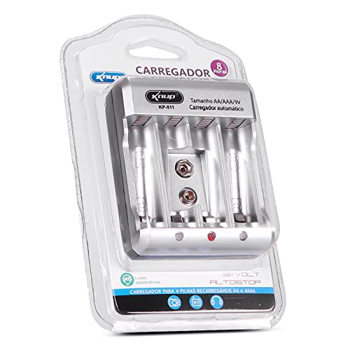 CARREGADOR AUTOMATICO DE PILHAS AA/AAA/ 9V KNUP KP-511