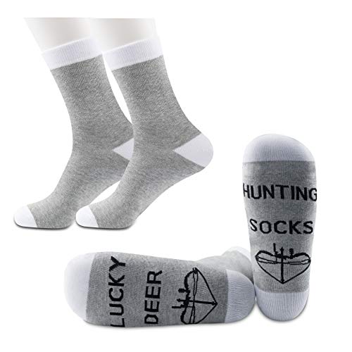 JXGZSO 2 Pairs Lucky Deer Hunting Socks Hunting Gift Ideas for Hunting Dad/Husband/Grandpa