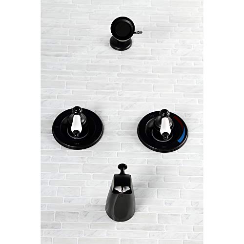 Grifería para bañera y ducha Kingston KB660PL, acabado mate negro, colección vintage, doble manija, construcción de latón de alta calidad para durabilidad y fiabilidad miniatura 7