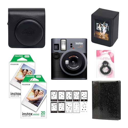 Fujifilm Instant Camera Bundle by Clikoze with Mini 41 Camera, 40 Shot Film, Case, Mini Album Book, Storage Case, Selfie Mirror, Film Stickers Set