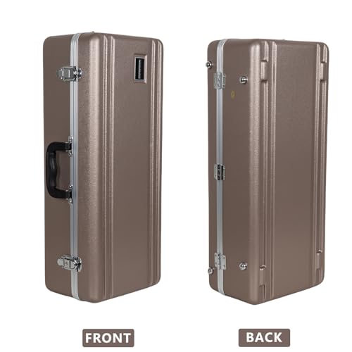Crossrock ABS Alto Saxophone Case – Rectangular Champagne Finish, Burgundy Velvet Interior, Security Lock & Detachable Strap