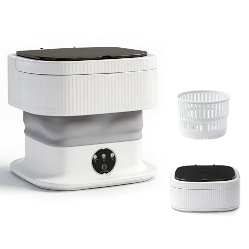 Portable Washing Machine, Mini Washer, 18L Upgraded with Spin Basket, Foldable Design Ideal for Apartment, portable washer 3 Cleaning Modes Suitable for Small Clothes (gray)