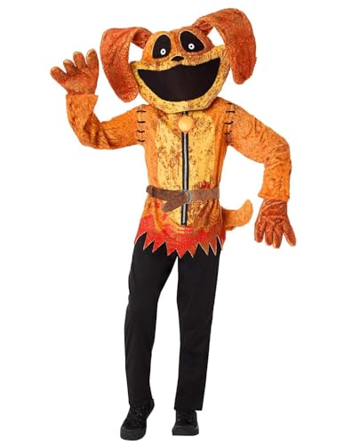 Spirit Halloween Poppy Playtime Kids DogDay Costume Officially Licensed Horror Gaming Halloween Cosplay Boys Size CHILD SMALL Standard Yellowandorange