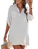 Picture of AI'MAGE Bathing Suit Cover Up for Women Swimsuit Coverup Shirt Summer Swimwear Bikini Beach Essentials S-3XL White
