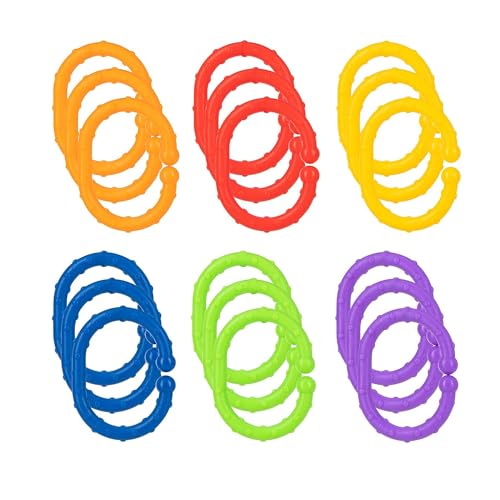 Nuby Linkables - Multicolour Car Seat Toy and Baby Stroller Accessories - Versatile | Easy to Clean | Sensory Development (Pack of 18)