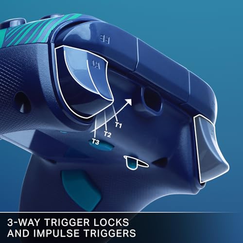 Image of PowerA Advantage Wired Controller for Xbox Series X|S - Blue Wave, gamepad, hall effect thumbsticks, gaming controller, USB-C, Works with Xbox One, Officially Licensed