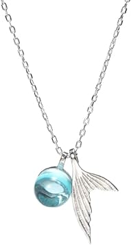 Mermaid Fishtail Necklace Whale Necklace Blue Tail Fish Nautical Choker Charm Mermaid Tail Pendant Necklace Jewelry for Women