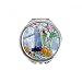 Still Life Painting Vase Flower Grape Hand Compact Mirror Round Portable Pocket Glass