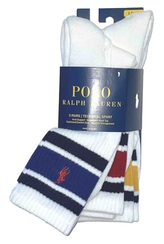 POLO RALPH LAUREN Mens 3 Pairs Technical Sport Crew Socks Multicolor 10-132