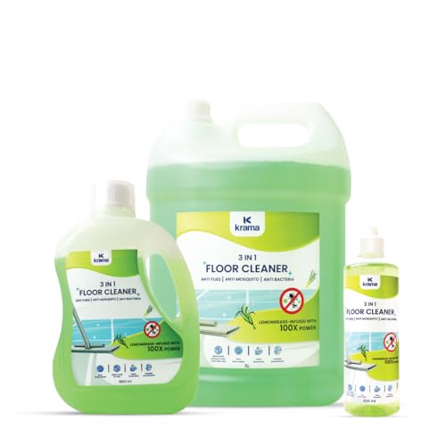 Image of Krama 3 in 1 Anti Flies, Anti Mosquito & Anti Bacteria Disinfectant Floor Cleaner | 100X Power Lemongrass Infused | Eco-Friendly, Biodegradable & Paraben Free Germs Protection Floor Cleaner 500ml