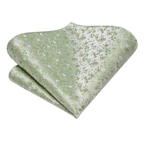 Image of Hi-Tie Silk Ascot for Men Self Tie Men's Cravat and Flower Lapel Pin Handkerchief Cufflinks Set for Wedding Party