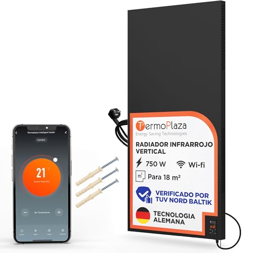 Termoplaza Radiador Electrico WiFi Bajo Consumo 750 Vatios hasta 18m2 | Infrarrojo Calefaccion - Convector Electrico Bajo Consumo - Vertical Calefactor Bajo Consumo Paneles Calefactores Pared