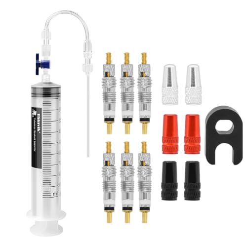 Thinvik 3.5 oz/100ML Tubeless Sealant Injector kit with Presta Valve Core Removal Tool.Tubeless Sealant Injector Syringe for Stans No Tubes Sealant.Bicycle Tubeless Tire Sealant Syringe with Switch.