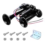 12V Car Air Horn, 600db Super Loud Dual Trumpet Air Horn Kit, Dual Electric Air Horns Kit with Compressor for Vehicle, Truck, Motorcycle, Universal Car Accessories (Black)