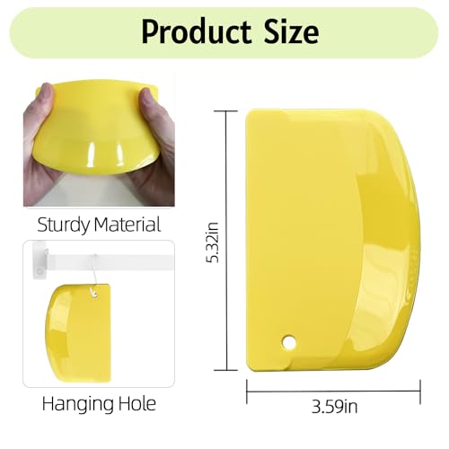 CEWIFO Hard Bench Scraper Dough Scraper for Baking, 4 PCs BPA Free PP Plastic Flexible Dough Cutter, Food-Safe Plastic Bread Making Tools Cake Dough Fondant Icing (White, Green, Yellow, Blue) - Thumbnail 2