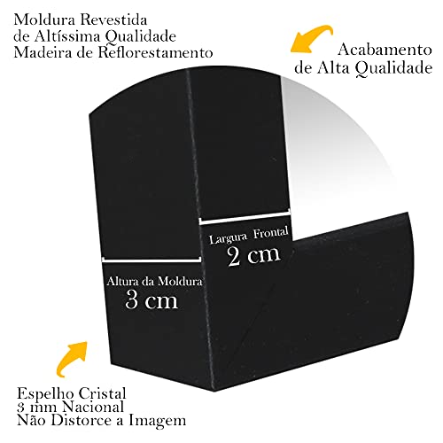 Espelho com Moldura Decorativa 48x80cm Moldura Caixa (Preta)