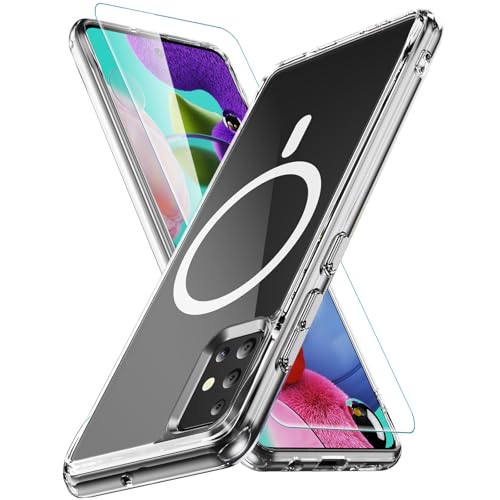 Pemuyak for Samsung Galaxy A51 4G Phone Case,[Not Fit A51 5G],Compatible with Mag-Safe,with Screen Protector,Anti-Yellowing Military-Grade Protection Shockproof Case for Galaxy A51 4G,Clear