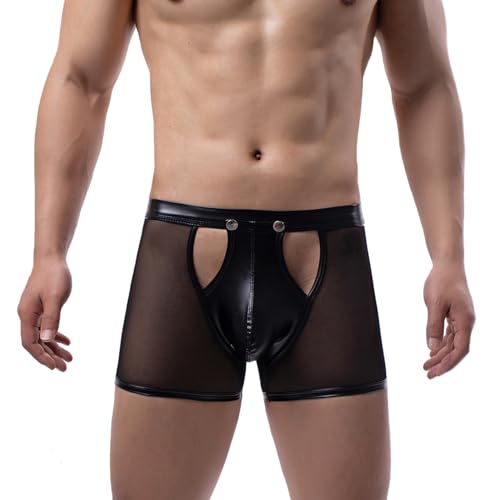 Men Sexy Boxer Briefs Mens Sexy Underwear Breathable Mesh Boxer Briefs See Through Hollow Lingerie3