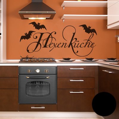 Wandtattoo Hexenküche – 80x36 Cm, Schwarzer Aufkleber Für Bad & Wohnzimmer, Selbstklebend