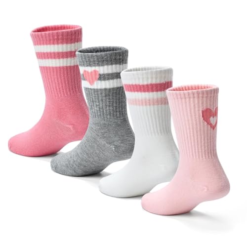 Image of Toddler Non Slip Cotton Crew Socks with Grips for Baby Boys Girls