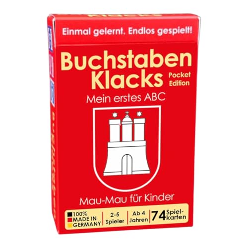 Buchstaben Klacks – Das ABC-Mau-Mau für Kinder | Lernspiel & Geschenk für Junge und Mädchen I Kartenspiel ab 4, 5, 6, 7, 8 Jahre | Weihnachten | Geburtstag (Hamburg-Edition)