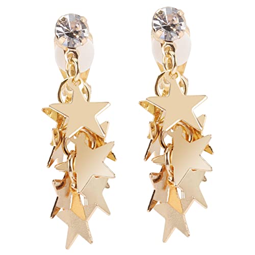 Boucles d'oreilles clip étoiles pour oreilles non percées en métal doré