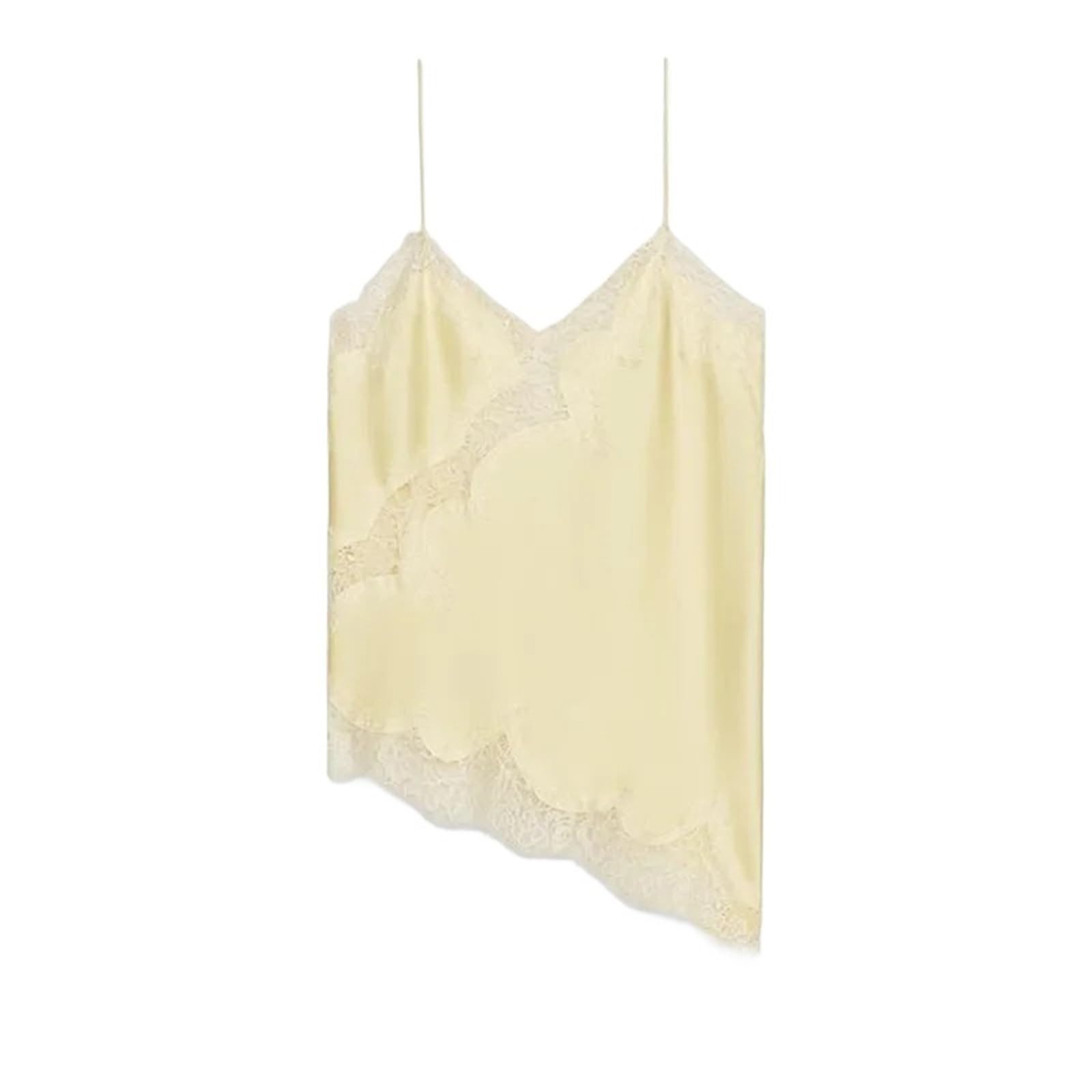 Camisolas Mujer Top de Encaje Liso con Tirantes for Mujer, sin Mangas, con Retazos, Irregular, Elegante, Informal, for Vacaciones de Verano