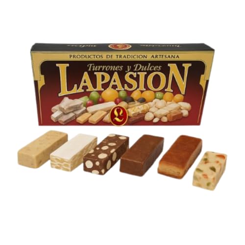 LAPASION - Turrones surtidos 1kg | Turrón Blando | Turrón Duro | Turrón de Chocolate con Almendras | Turrón de Chocolate Crujiente | Turrón Yema Tostada | Turrón Mazapán Fruta.