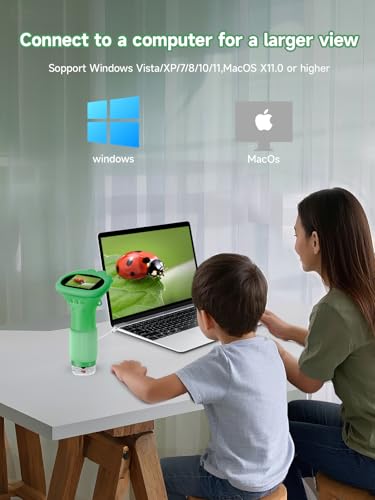 Image of Acoath Microscope for Kids, 1000X Handheld Digital Miniscope with 2.0 inch Screen, Portable Pocket Microscope Education Toys Birthday Gifts for Age 3 4 5 6 7 8 9 10 Girls Boys-Green