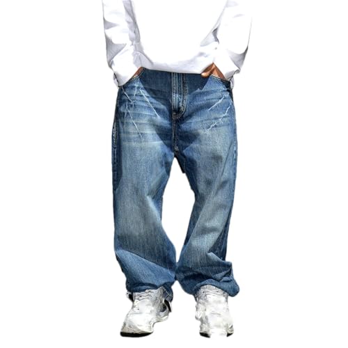 Men’S Chic Slim Fit Straight Denim Full Length Jeans Button Fly Midweight Distressed Casual Wear Pants