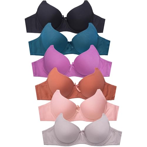 Image of Mamia Women's Basic Plain Bras, Pack of 6