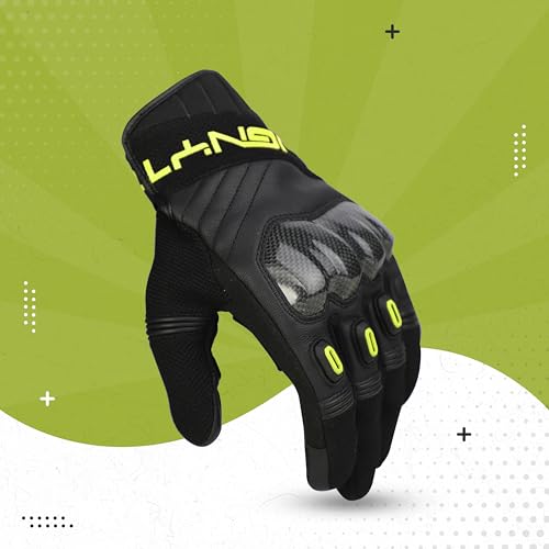 Ignyte Carbon Full Finger Bike Riding Gloves (L, Neon) - Image 5