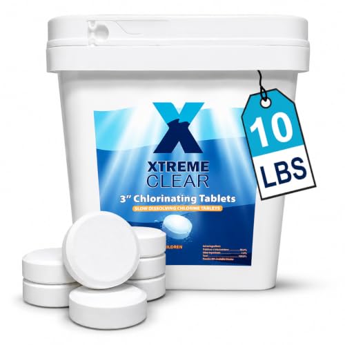 Image of XtremeClear Complete 3 inch Chlorinating Tablets, 10 lb, Chlorine Tablets for Sanitizing Swimming Pools Chlorine, 10 Pounds for Above /Inground Pools, Saltwater, Spa, Hot Tub Slow Dissolving Tablet