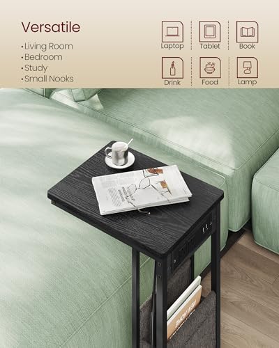 Vasagle ULET356B01 C-Shaped Side Table, End Table With Charging Station, 2 Usb Ports And Outlets, C Table For Couch, Sofa, With Storage Bag, Adjustable Feet, For Bedroom thumb #5