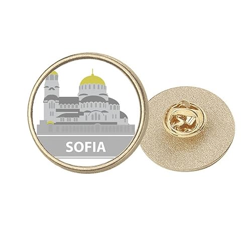 Broche ronde en métal doré au design raffiné repère gris Bulgarie
