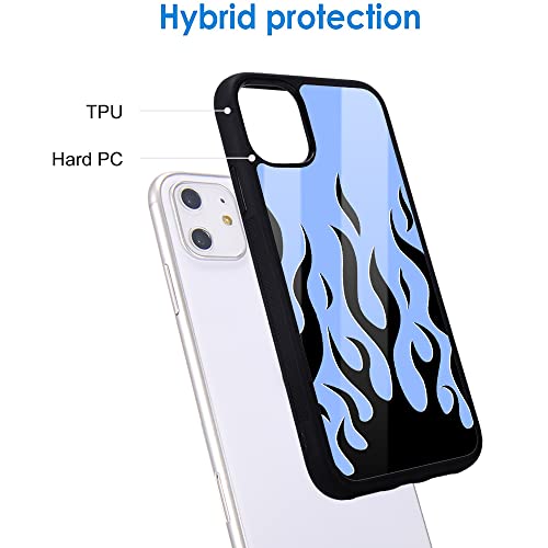 Idocolors Flame Fire Phone Case Blaze For Iphone 7/8/Se 2020,Shockproof Soft Silicone Hard Back Scratch Resistant Cartoon Painting Blue Protective Cute Cover Fashion Girly Design Cases #TOP2