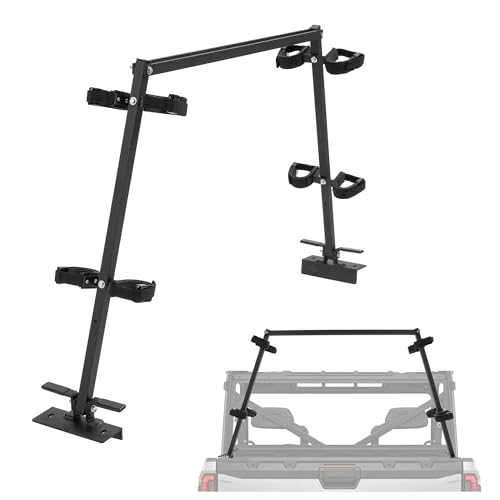 KUAFU Universal UTV Sporting Clays Gun Rack Compatible with Polaris Ranger General Pioneer Golf Cart Cargo Bed Gun Holder Mount W/4 Tools Rack Aluminium Powder Coated Black