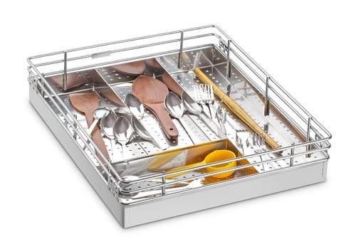 Jebel Stainless Steel AISI 304 Cutlery Basket Tray Cabinet Utensils Holder Kitchen Accessories - Different Sizes (17x20x4 Inch)