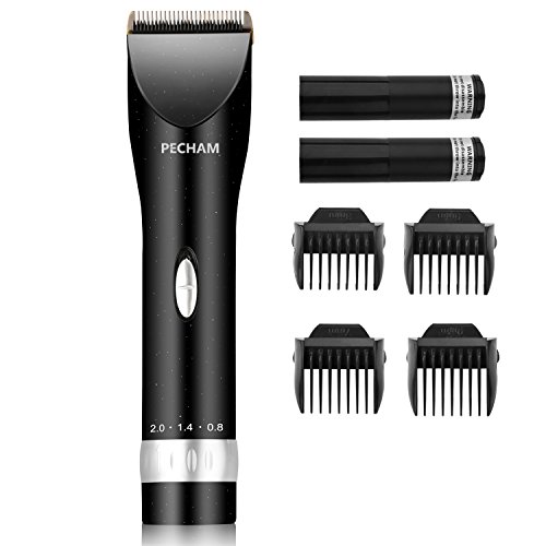 PECHAM Professional Cordless Hair Clippers Set Low Noise USB Rechargeable Hair Cutting with 2 Batteries and 4 Comb for Men, Kids, Dog, Cat and Pet Grooming Clipper