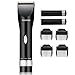 PECHAM Professional Cordless Rechargeable Hair Clippers Set with 2 Batteries and 4 Comb hair trimmer for Men and Kids (black and silver)