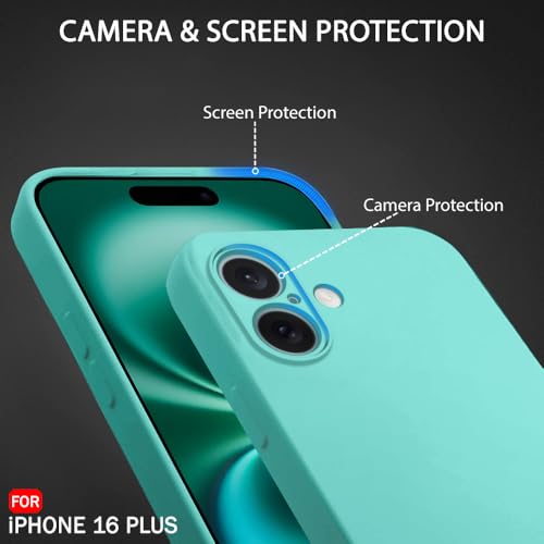 Image of TheGiftKart Liquid Silicone Back Cover Case for iPhone 16 Plus | Soft Micro-Fibre Lining Inside | Camera & Screen Protection | Shockproof Back Cover Case for iPhone 16 Plus (Silicone, Teal)