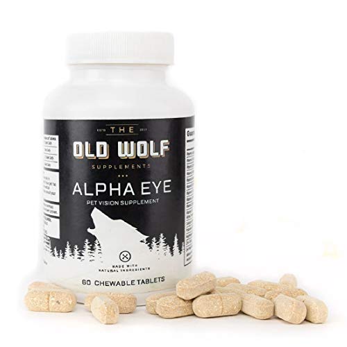 The Old Wolf Alpha Eye Vision Supplement for Dogs: Vision Support with L-Lysine & Lutein, Bilberry Fruit for Optimal Ocular Health - 60 Chewable Tablets
